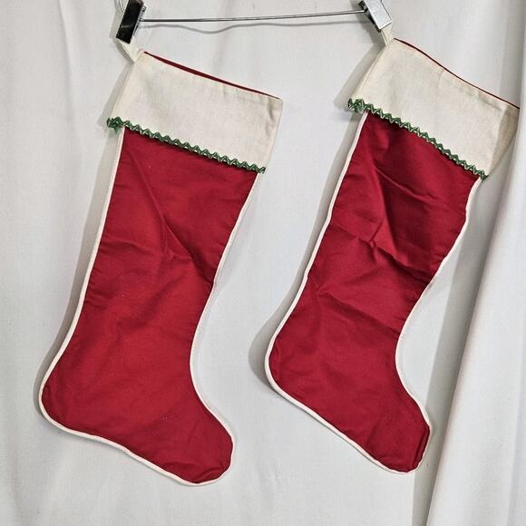 Set Of 2 Vtg Classic Red & White Basic Lightweight 17" Christmas Stocking Decor - Picture 4 of 6